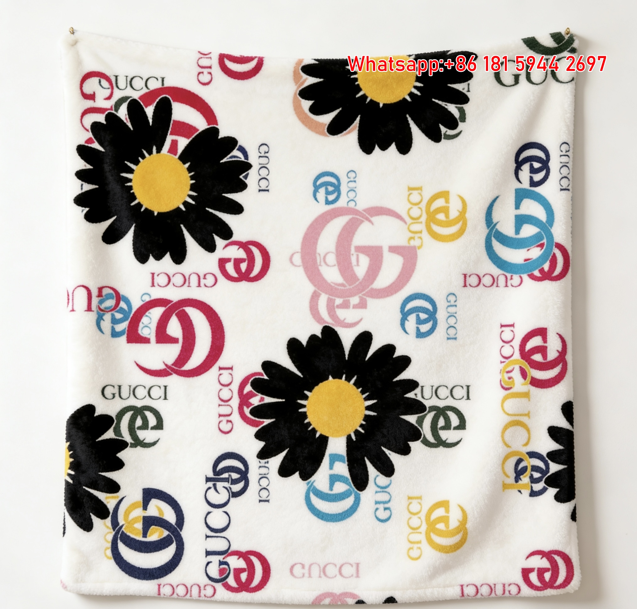 Gucci Colorful Daisy GG Monogram Flannel Blanket Vibrant Wall Decor throw blankets IMG_2601